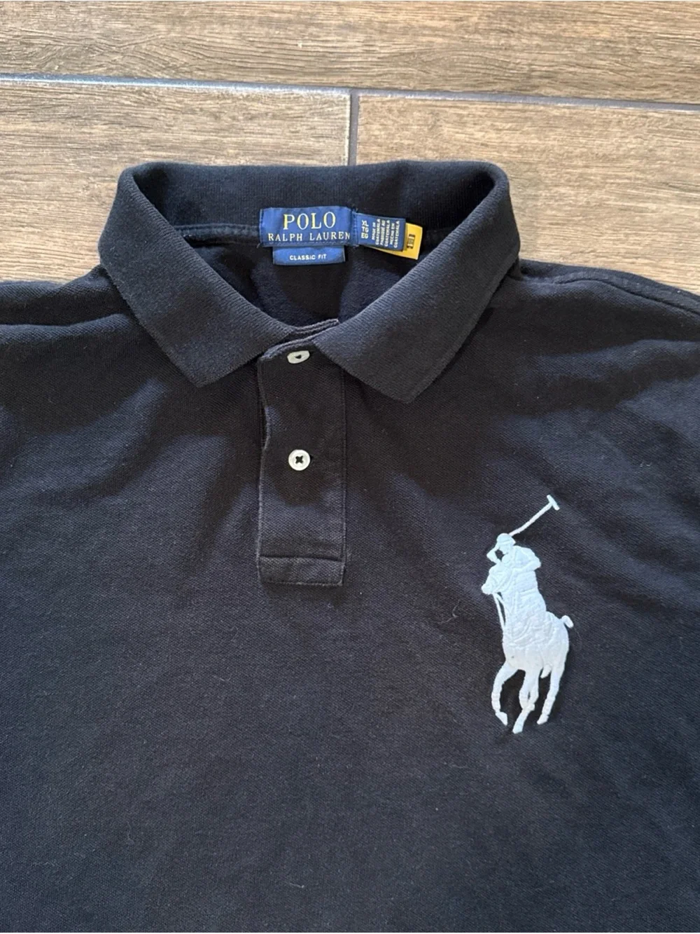 Polo Ralph Lauren Polo Shirt Men XL Big Pony BLACK Custom Fit Short Sleeve